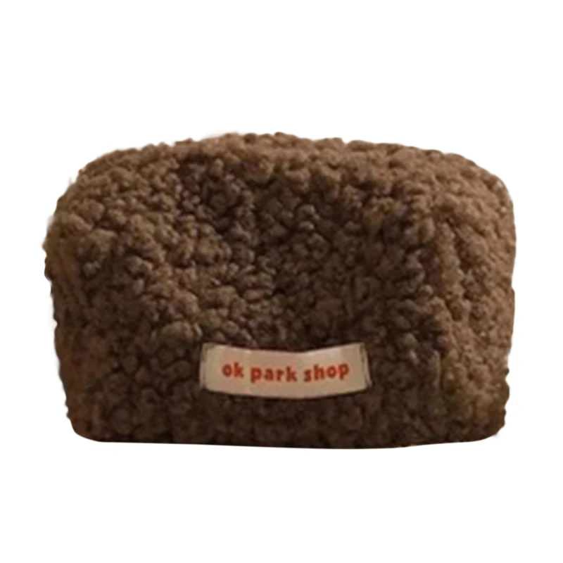 Симпатичная косметичка из овечьей шерсти плюшевая сумка для хранения милая