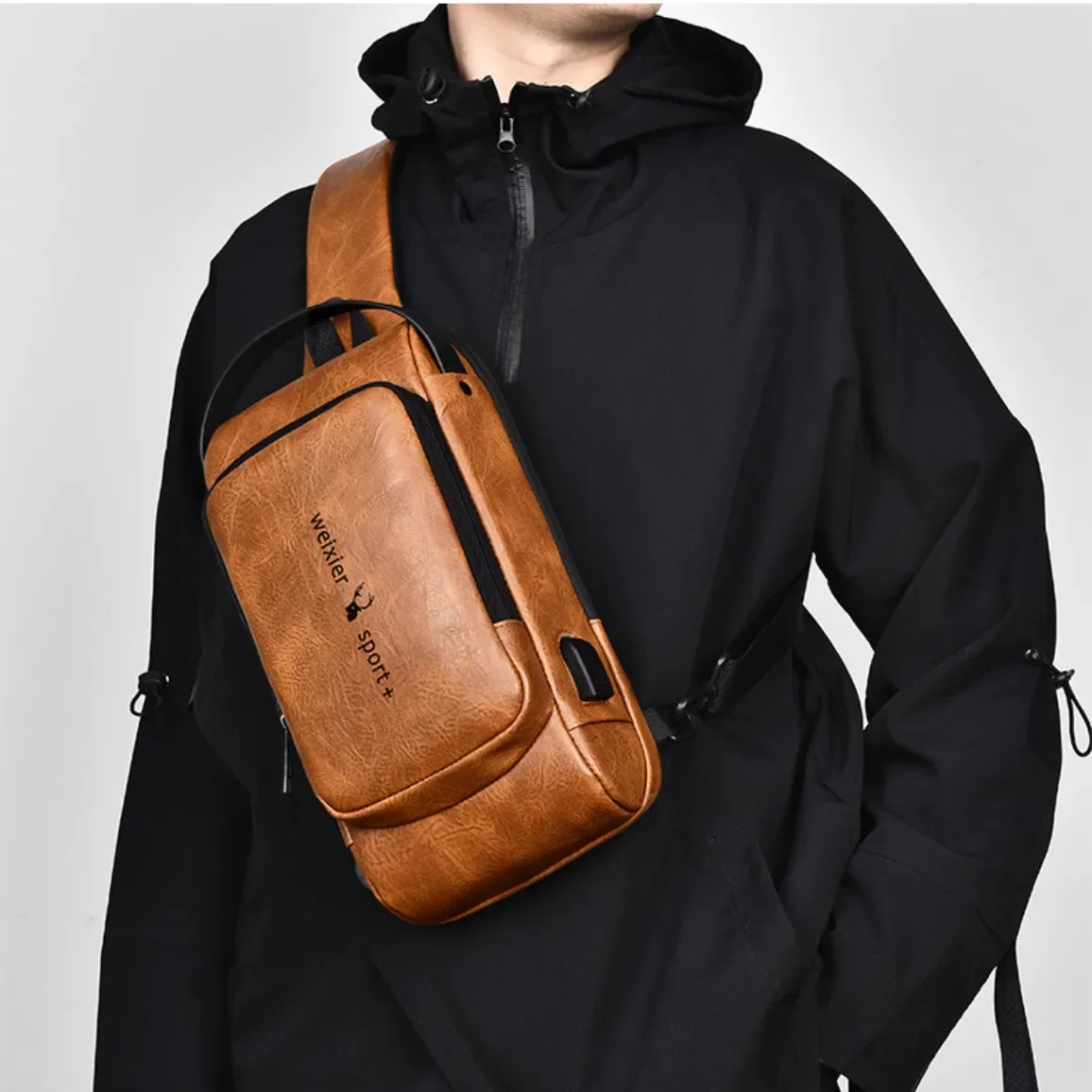 

Мужской рюкзак-слинг с боковым ремнем, дорожная сумка-мессенджер на ремне через плечо с защитой от кражи, нагрудная Сумочка для мотоциклистов с USB-зарядкой