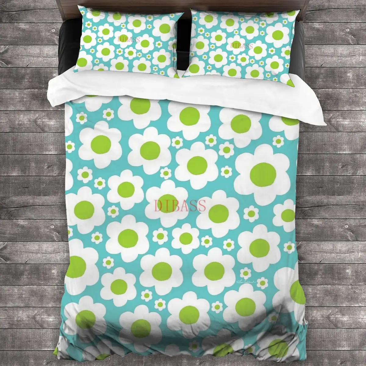 

60s Pop Flower Soft Microfiber Comforter Set with 2 Pillowcase, Quilt Cover With Zipper Closure