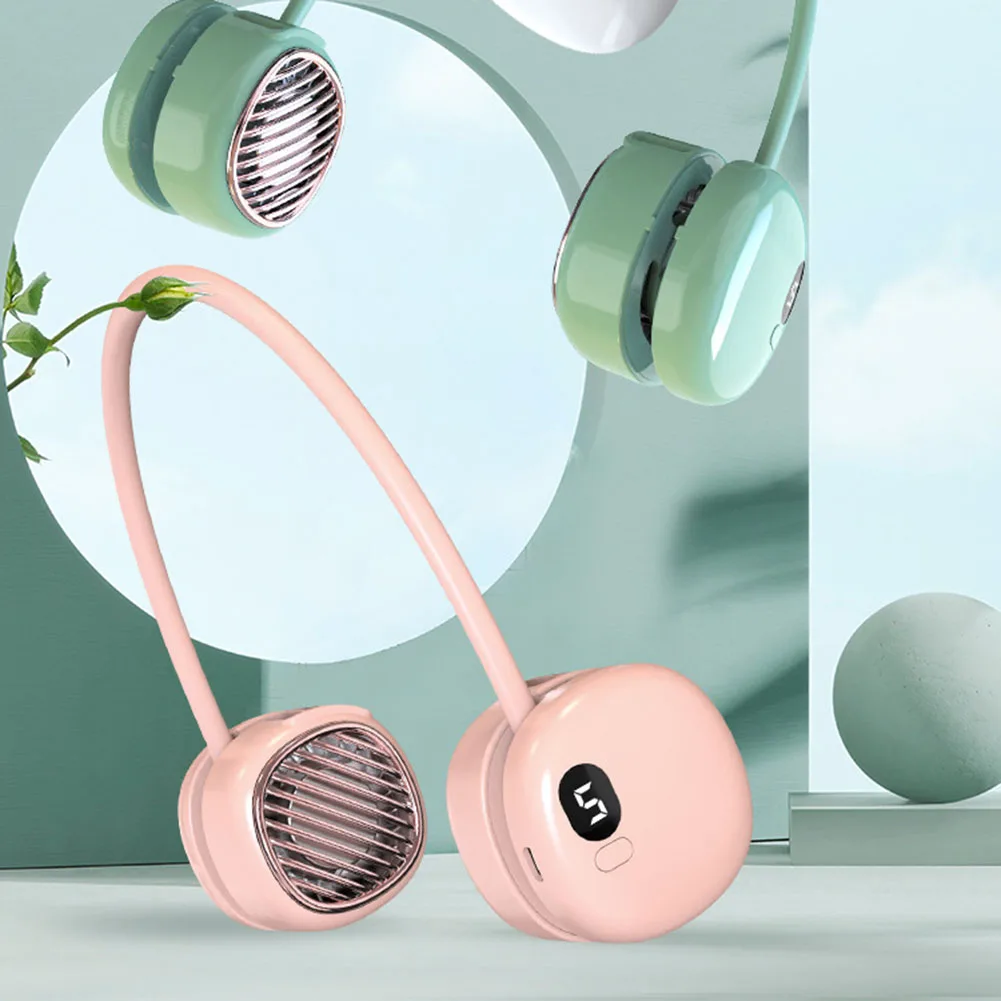 

Hanging Neck Fan Portable Cooler Fan USB Leafless 360 Degree Neckband Fan Air Outlets 3000Mah Rechargeable Mini Fan