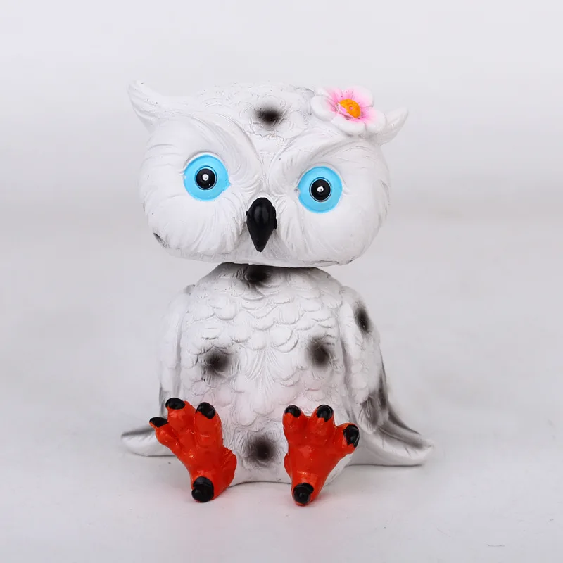 

Cute Cartoon Shaking Head Owl Figurine Resin Crafts Living Room Desk Accessories Home Decoration Indoor Ornament Birthday Gifts