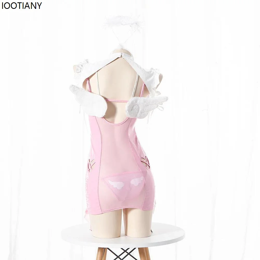 Черно-белый костюм для косплея с ангелом на Хэллоуин кожаное платье крыльями