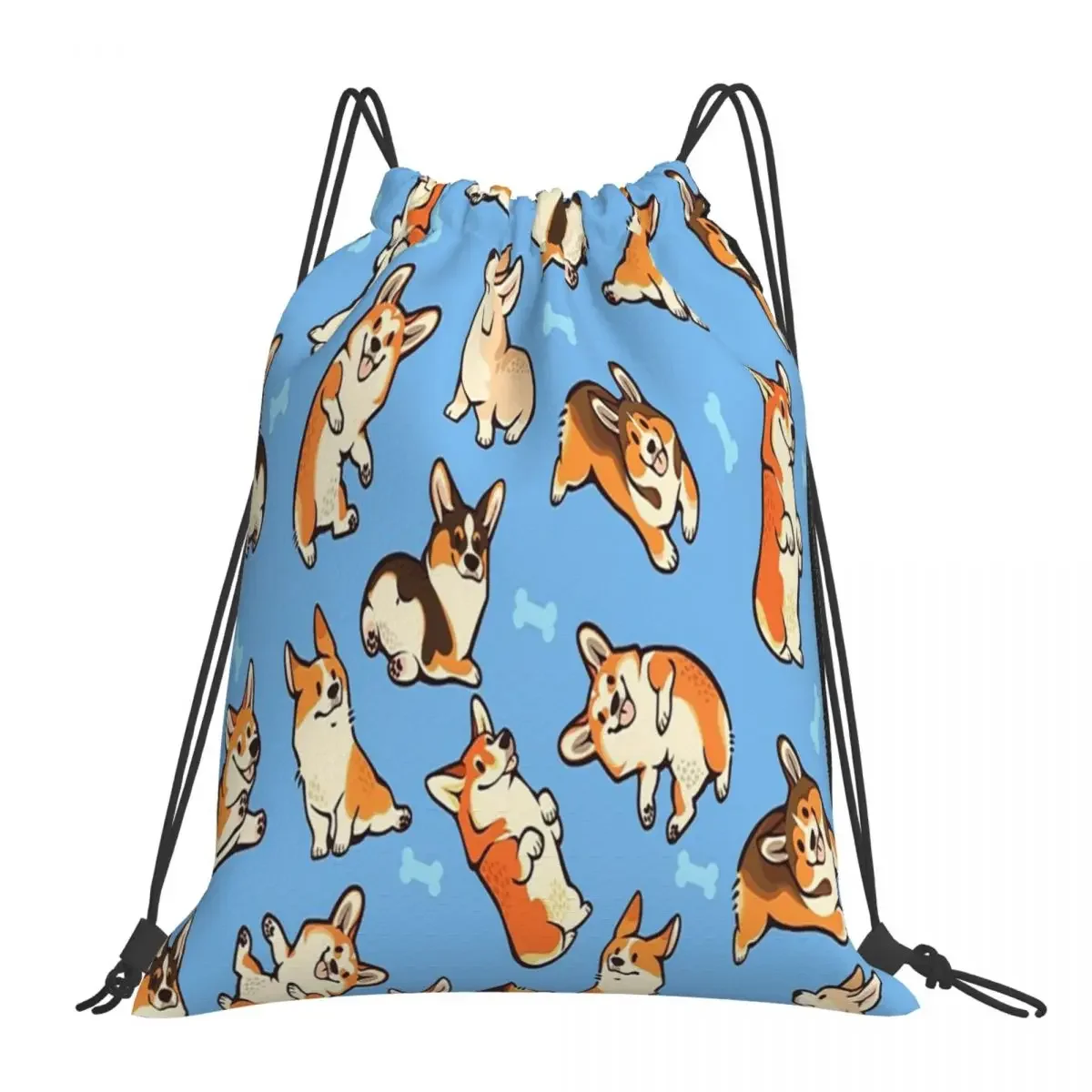 Jolly Corgis em mochilas Portas azuis sacos de cordao Casual bolsa tiva para bolso escolar homens e mulhe