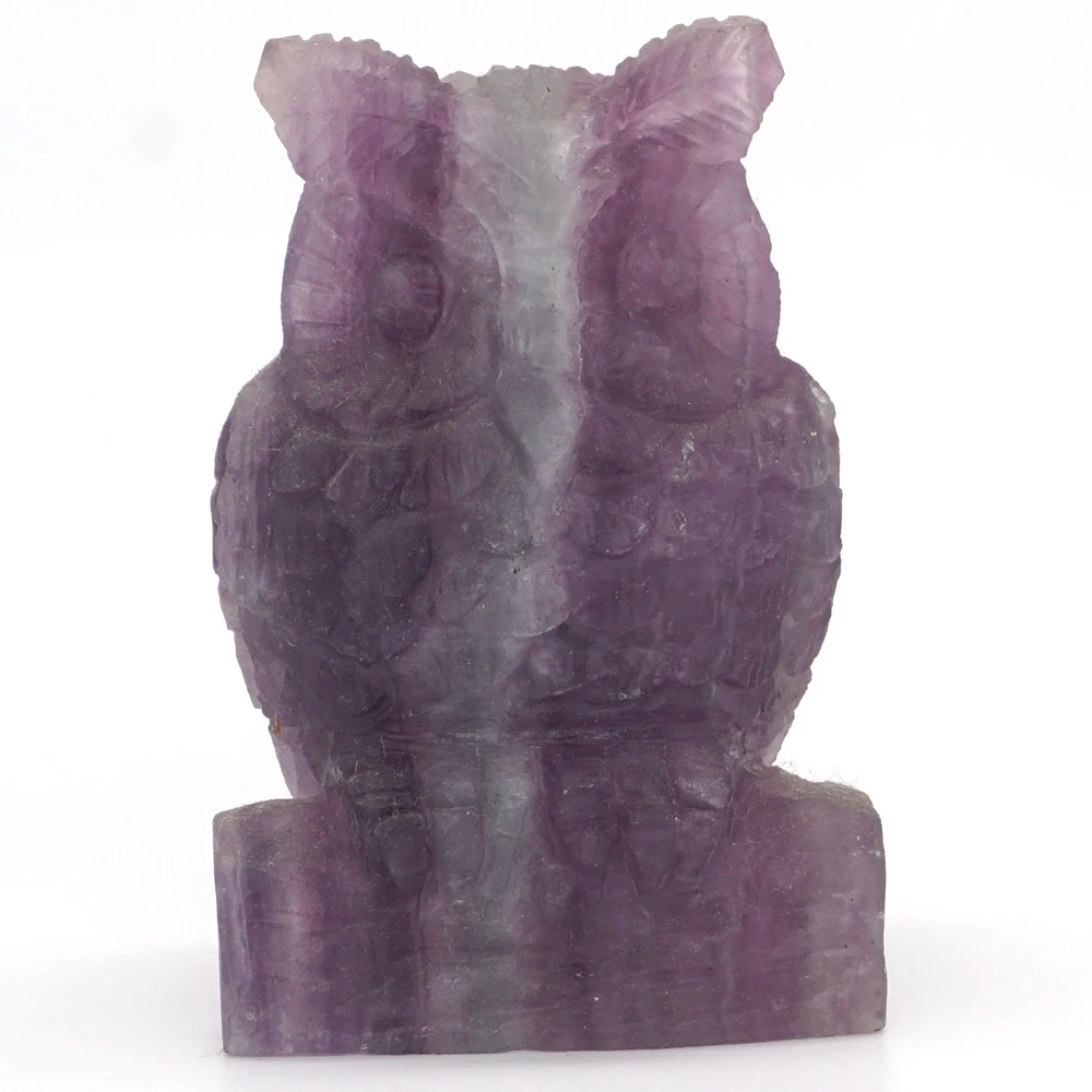 

3" Owl Statue Natural Fluorite Gemstone Crystal Carved Craft Stone Figurine Healing Reiki Home Decor Holiday Gifts