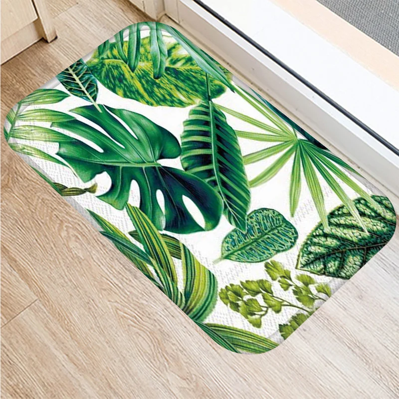 

Коврик рисунок "тропические растения" кухни ванной комнаты входной двери, противоскользящий, прямоугольный
