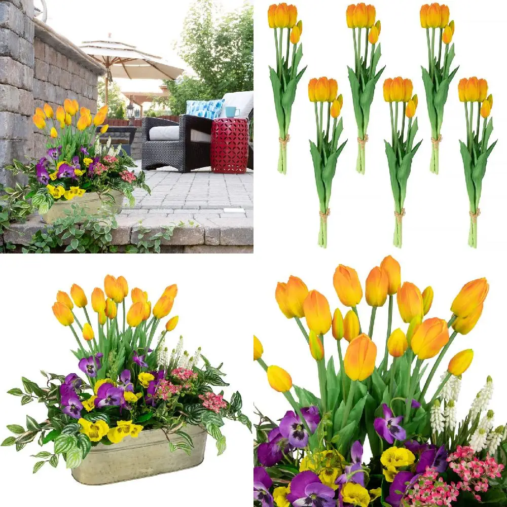 

18" of 6 Artificially Stunning Yellow and Orange Floral Bundles for Home, Wedding, and Office Decor