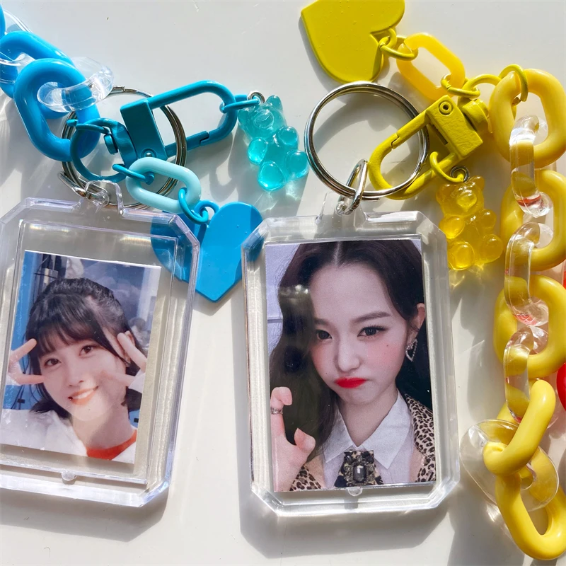 MINKYS New Arrival Kawaii idol Photo Keychain Pendant ID Photo Protect Case Gift School Office Stationery