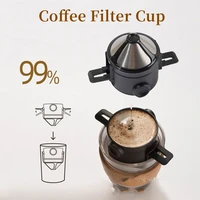 coffee double filter foldable portable funnel stainless steel drip reusable easy clean filter free paper kitchen travel picnic