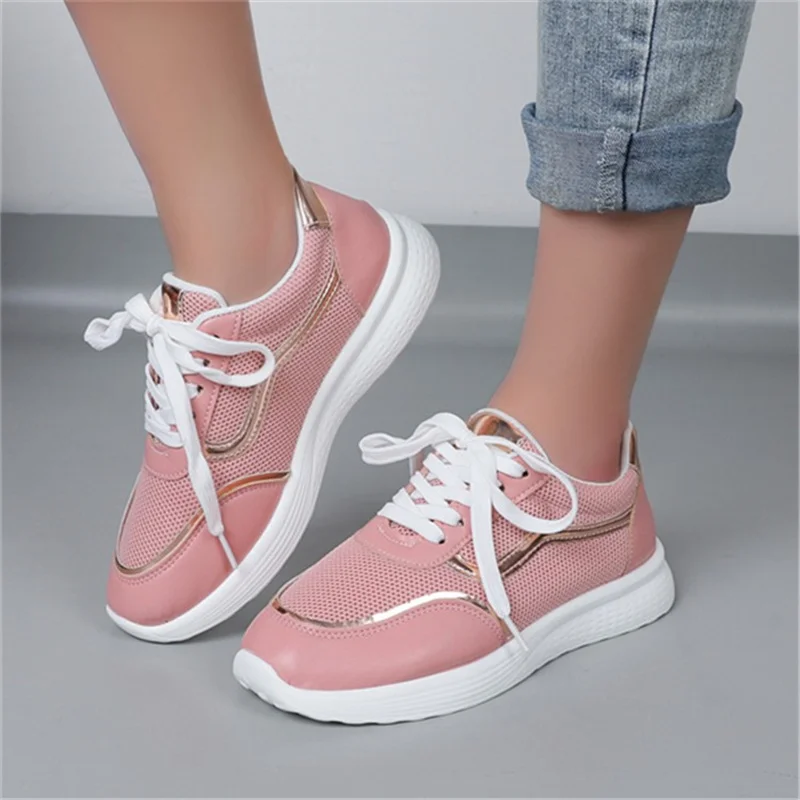 2023 Spring and Autumn New Casual Shallow Thick-soled Sneakers Fashion Lace-up Breathable Running Shoes Women's Vulcanize Shoes