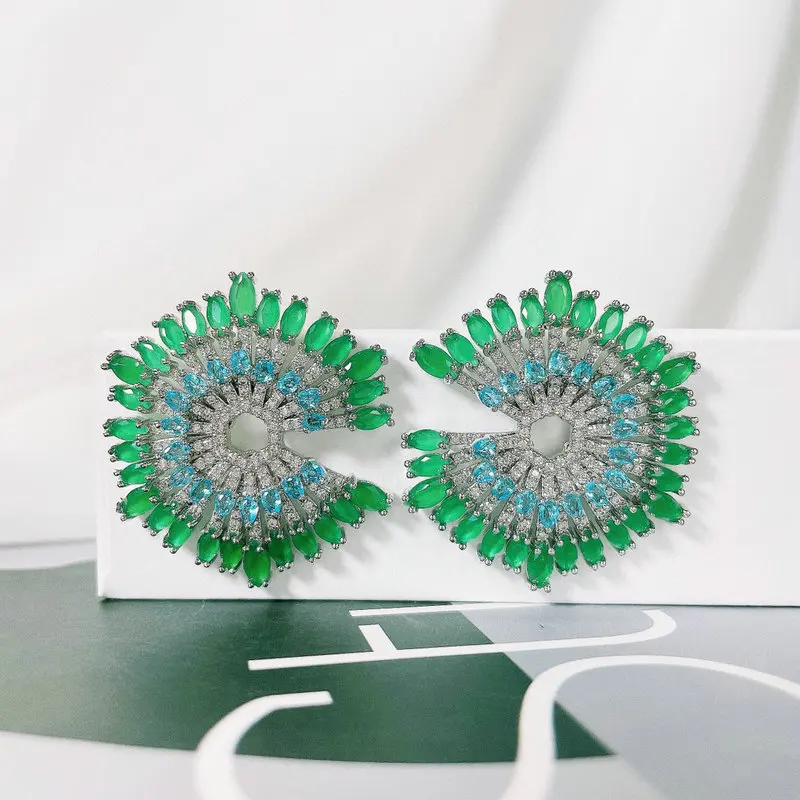 

Билиантовые круглые зеленые модные серьги для женщин