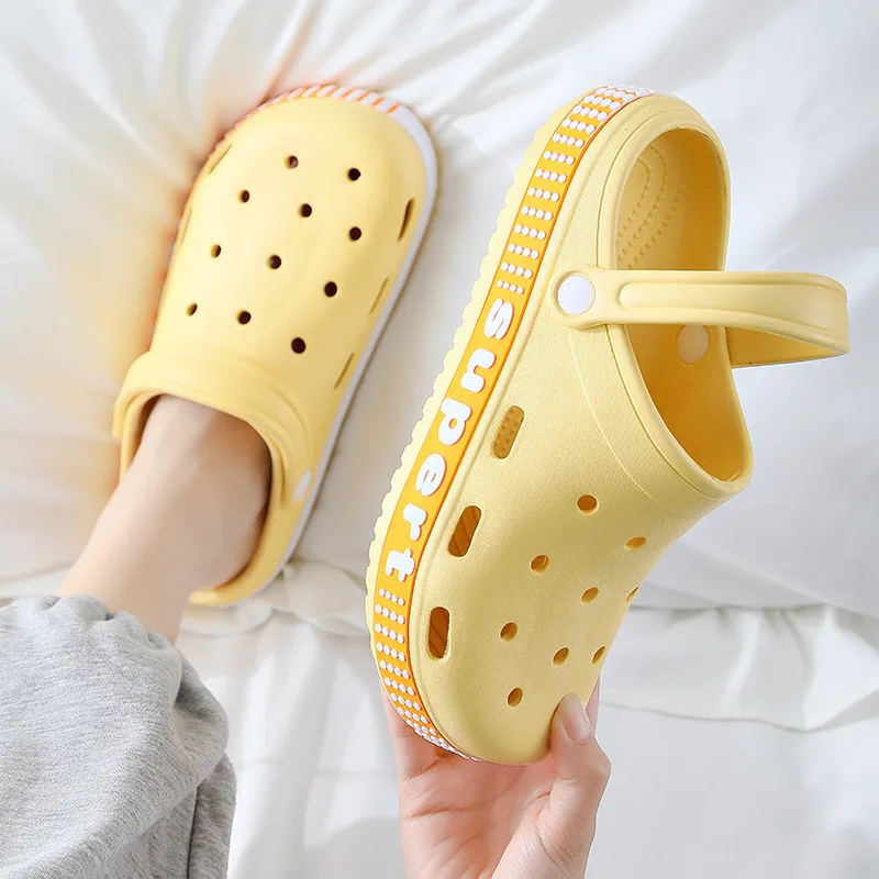 Hole Shoes Women's Simple Non Slip Slippers Men's Indoor Wear-resisting Beach Leisure Flat Slippers for Women Shoes Women