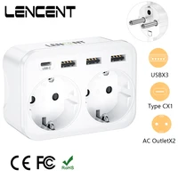 LENCENT Wall Charger 6 in 1 Thief Sockets with 2 Schuko Sockets 3 USB Ports and 1 Type C  Multiple Plug Adapter for Home Office