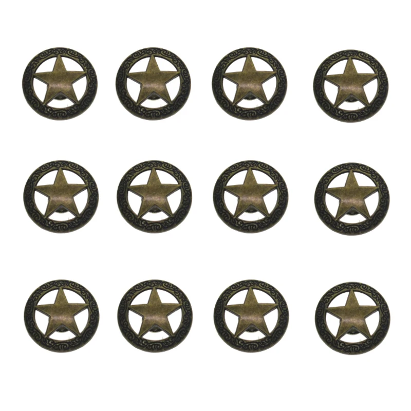 

12 шт. 0,8 дюйма, маленький металлический американский капитанский щит, круглая кельтская звезда, декор Кончо, винт сзади, заклепки, гайки, ремень, шляпа, декор кошелька