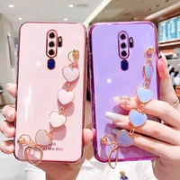 love heart wrist chain phone case for oppo a5 a9 a15 a16 a16s a52 a53 a72 a73 a74 a93 a94 f19 f17 f11 pro cute silicone cover