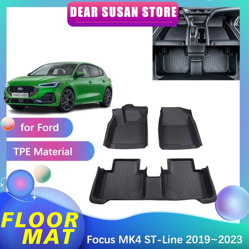 Car Floor Mat for Ford Focus MK4 ST-Line X Active Hatchback 2019~2023 2022 Foot TPE Liner Carpet Pad Custom Cover Rug Accessorie