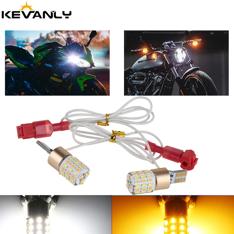 

2pcs Two-Color T15 Led W16W Motorcycle Turn Signal Tail Daytime Running Light Motorcycle Car Accessories Universal Super bright