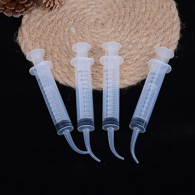 

1/4pcs Clear Disposable Dental Irrigation Syringe With Curved Tip Dental Kit Tooth Transparent Whitening Dental Instrument