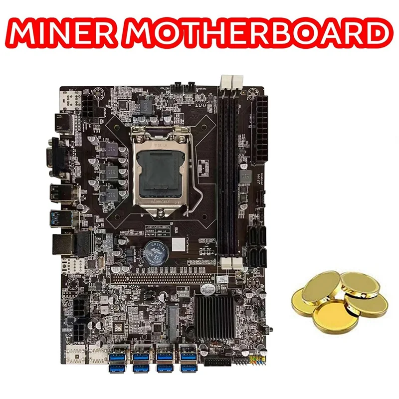 

B75 8USB BTC Miner Motherboard Kit+CPU+4G DDR3 RAM+Fan+Thermal Grease+Switch Cable 8USB3.0 GPU LGA1155 DDR3 Slot MSATA