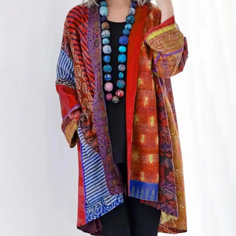 

Lady Coat Colorful Women Autumn Coat Collarless Vintage Autumn Coat