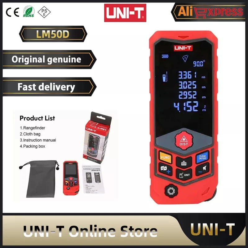 

UNI-T Laser Distance Meter LM50D LM100D Handheld 50M 100M Laser Range Finder Measure Tape Digital Electronic Ruler