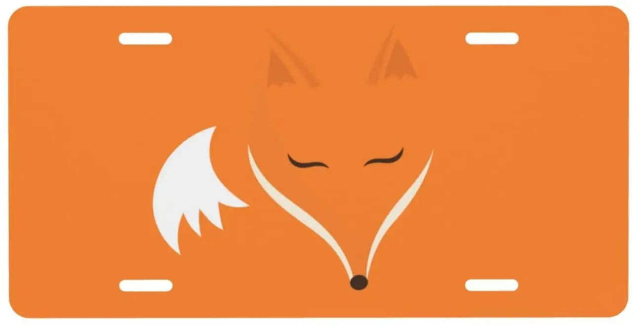 

Car Front License Plate Cute Fox License Plate Decorative Vanity Tag Metal Car Plate Novelty Aluminum Home Decoration