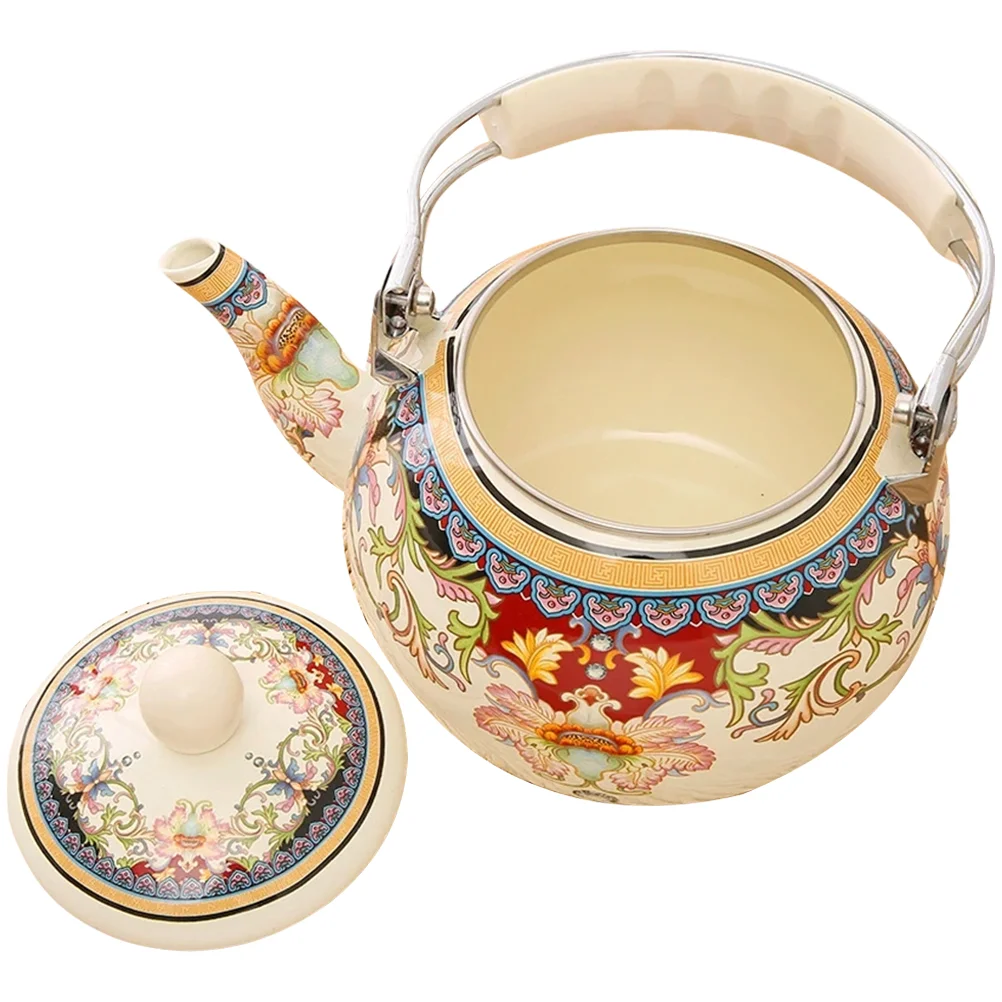 

Reusable Portable Safe Boiling Kettle Enamel Teapot Vintage Enamel Kettle Tea Kettle for Decorate Home Friends Kitchen