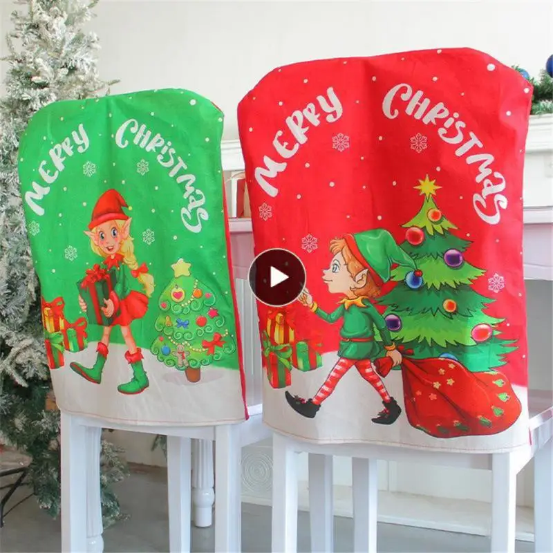 

Stool Backrest Cover 57x45cm Reusable Elf Chair Cover Dining Chair Back Cover Holiday Party Decor Kitchen Chair Covers Cloth