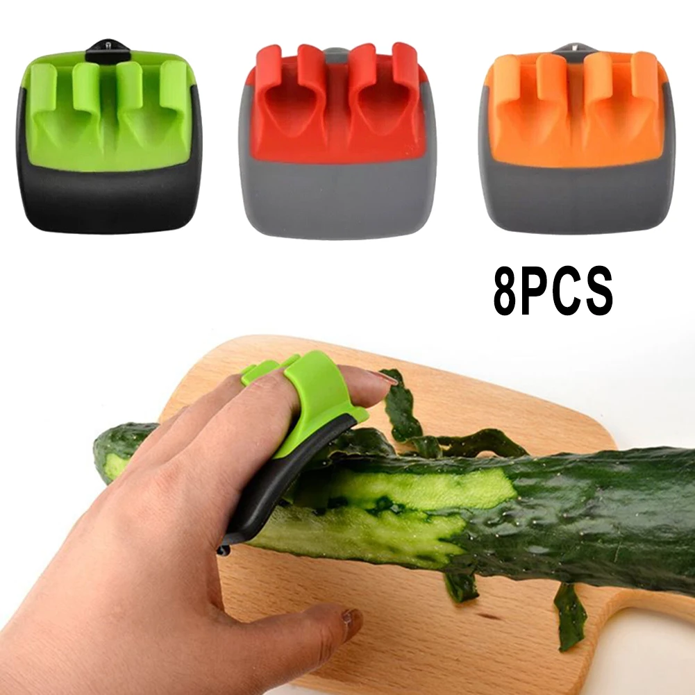 

8PCS Fruit Vegetable Peeler Double Finger Palm Peeler Finger Blade Slicer Grater Cucumber Potato Tomato Zester Kitchen Gadgets