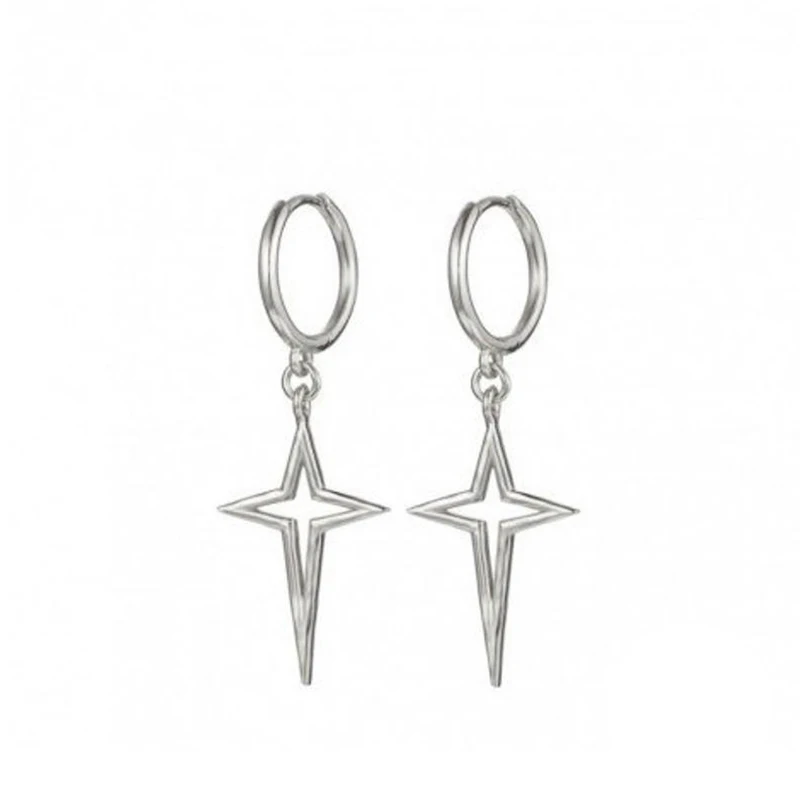 

S925 Silver Hollow Cross Bohemian Style Simple Versatile Earrings Ladies Fashion Jewelry Trend Ins Same Earring Gift