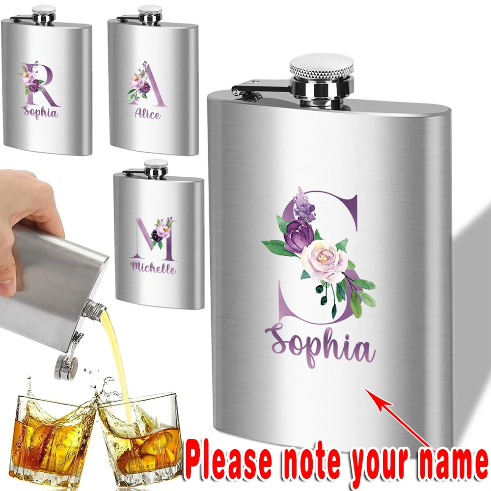 Индивидуальное имя фляга на 8 унций металлический горшок для вина из нержавеющей
