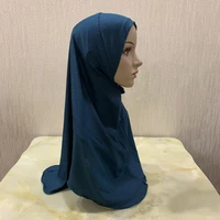 h120 beautiful plain soft muslim hijab pull on amira islamic headscarf hat cool big girls head wrap shawl turban caps bonnet