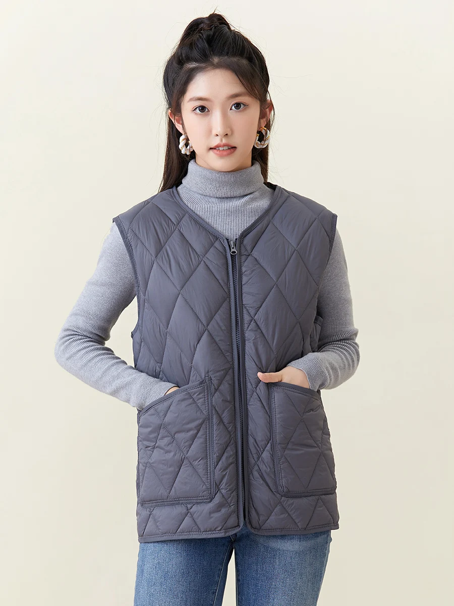 Жилет на флисовой подкладке женский пуховый хлопковый жилет молнии для среднего