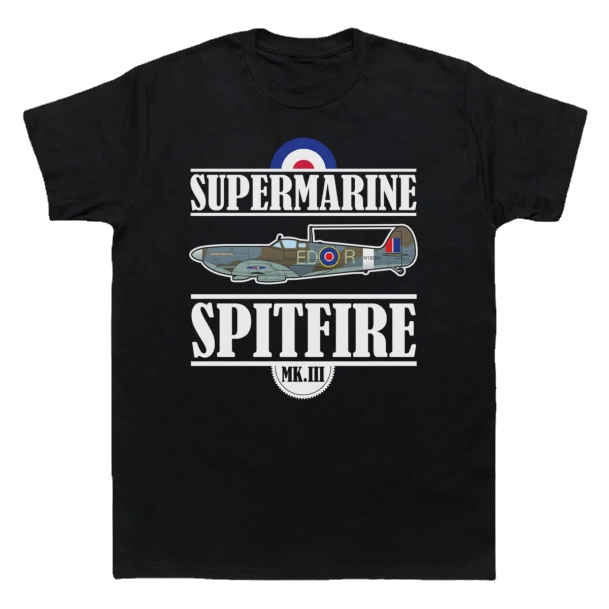 

WWII Royal Air Force Supermarine Spitfire Fighter T-Shirt. Summer Cotton O-Neck Short Sleeve Mens T Shirt New S-3XL