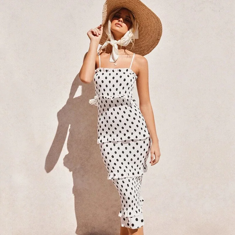 

Women Sexy Floral Print Shirred Dress Layer Ruffle Midi Dresses Party Holiday Slim Sundress Clothing 2022