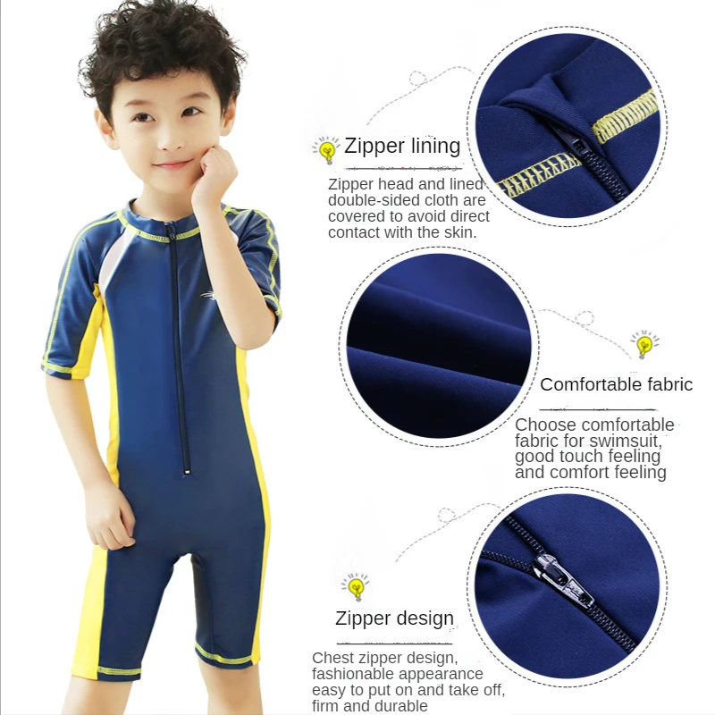 Children One Piece Swimsuit Kids Girls Swimwear Boys Long Short Sleeve Surfing Wear Bathing Suit Baby Sandy Rash Guard 2-15Years |