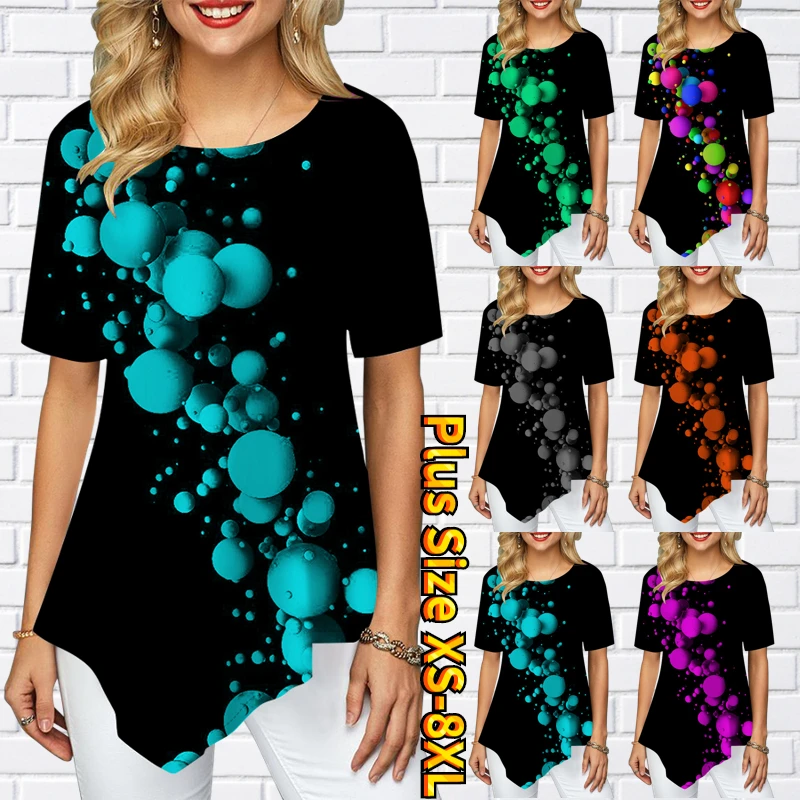 

Летний Женский Повседневный трендовый Топ, женская футболка нового дизайна с принтом, винтажный элегантный пуловер с круглым вырезом и кор...