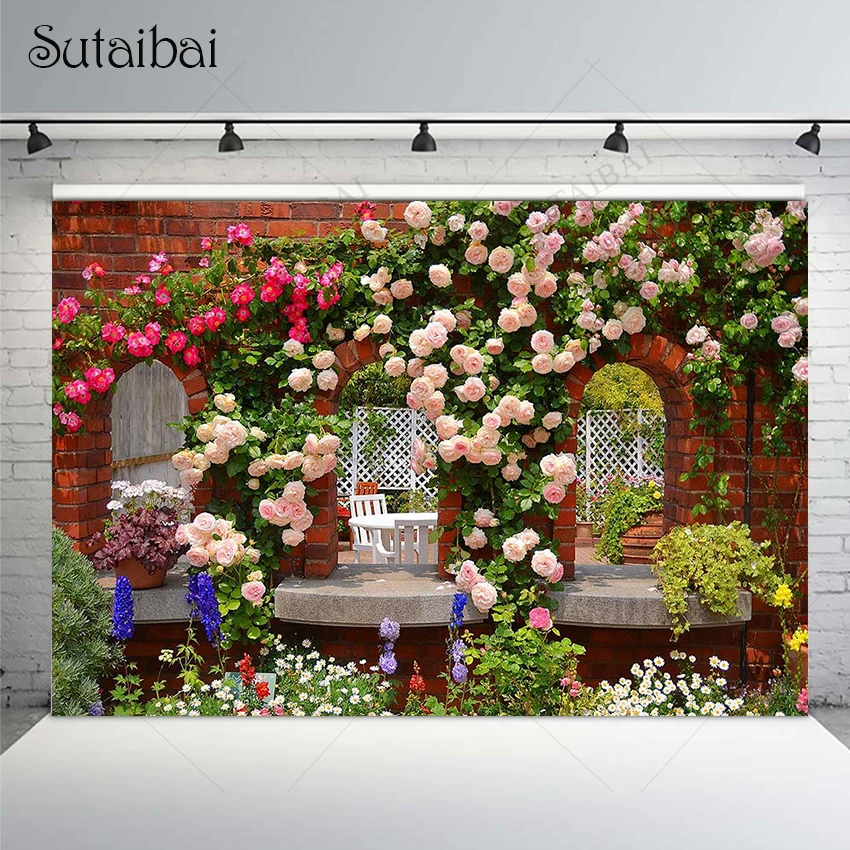 

Birthday Celebration Photo Background Garden Flowers Natural Photography Scene Decorate Party Supplies Personlized Banner Poster
