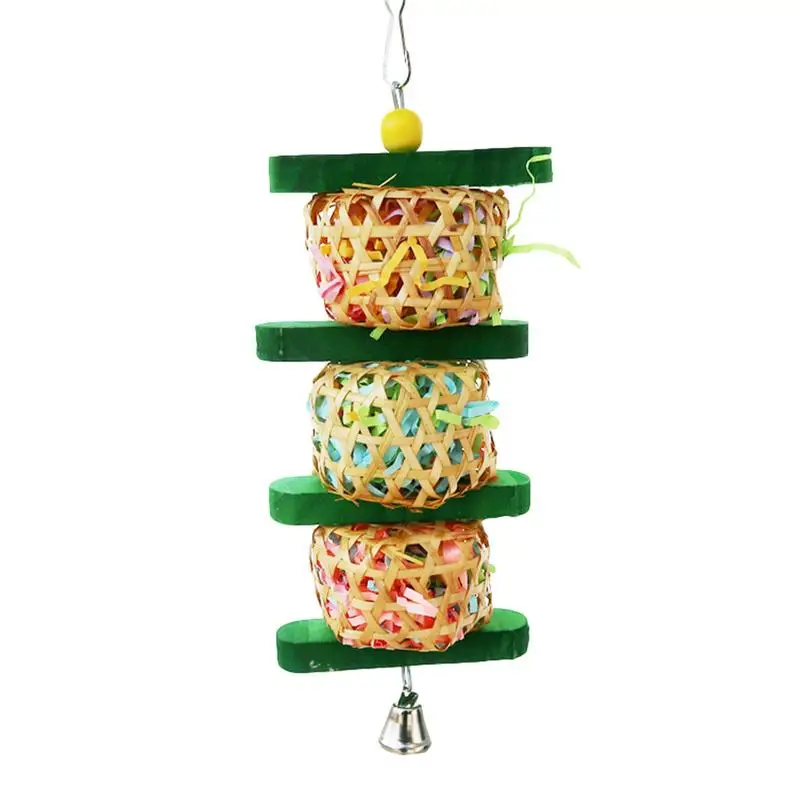 

Bird Chewing Toy Parrot Cage Bite Toys Woods Block Tearing Toys Multicolored Woods Blocks Tearing Toys For African Grey