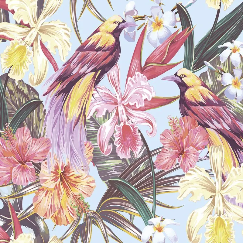 

Tropical Exotic Flowers Wall Mural Home Decor Wallpaper