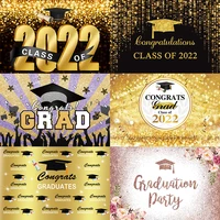 class of 2022 graduation backdrop party balloon cap black gold photograph background grad photo banner decoration prop