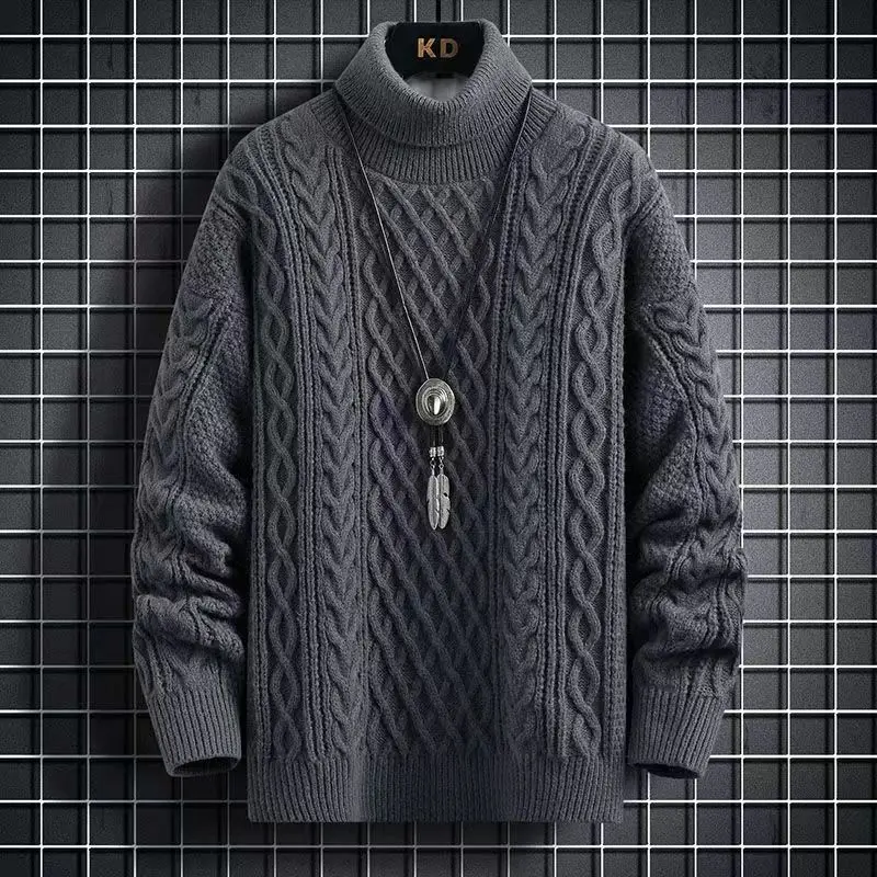 

Winter Men's Turtleneck Cashmere Sweater Trend Plush Thickening Bottoming Sweater Solid Color Casual Fashion Male Warm Pullovers