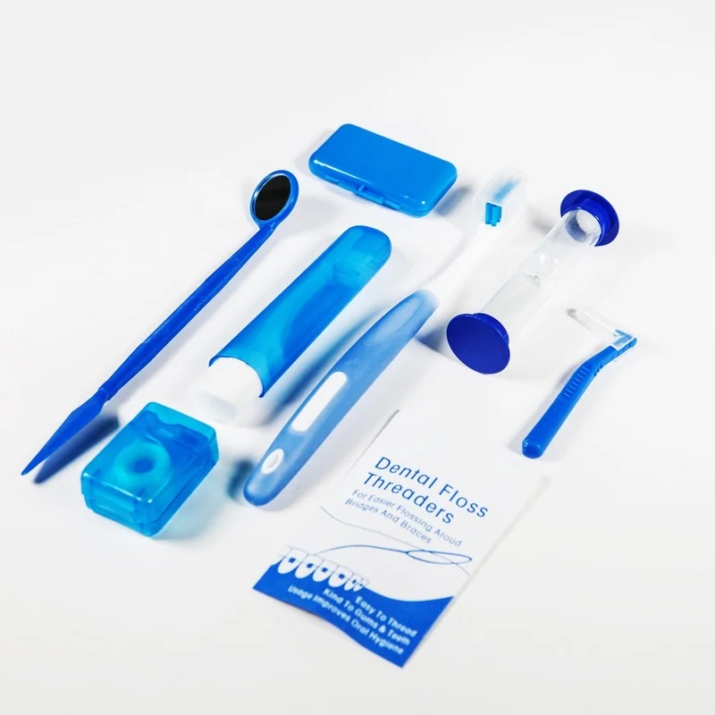 

Orthodontic Dental Care Kit Set Braces Toothbrush Foldable Dental Mirror Interdental Brush with Carrying Case Oral Tools