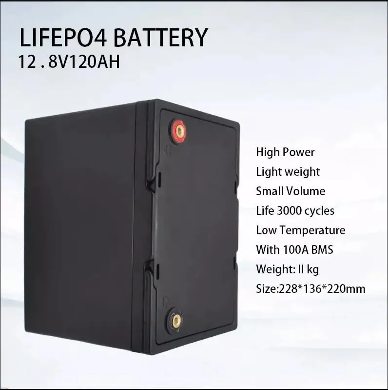

2022 12.8v 120AH lifepo4 battery with 100A BMS 12V 120Ah battery for cart UPS home appliance inverter