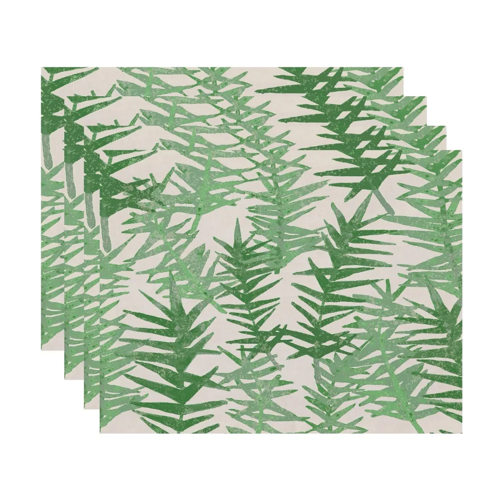 

Коврики для обеденного стола 18X14 дюймов, зеленая подстилка с цветочным принтом (набор из 4), бесплатная доставка, льняной Текстиль для дома и сада