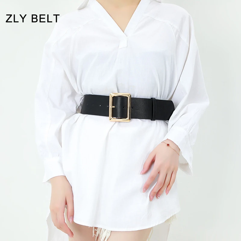 ZLY 2023 New Fashion Belt Women Men Luxury PU Leather Luxury Solid Rectangle Alloy Metal Pin Buckle Dress Jeans Style Belt Waist