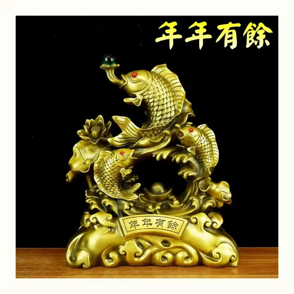 

40CM large Southeast Asia HOME Company SHOP Efficacious Talisman GOOD LUCK Recruit Money Golden Fish FENG SHUI copper statue