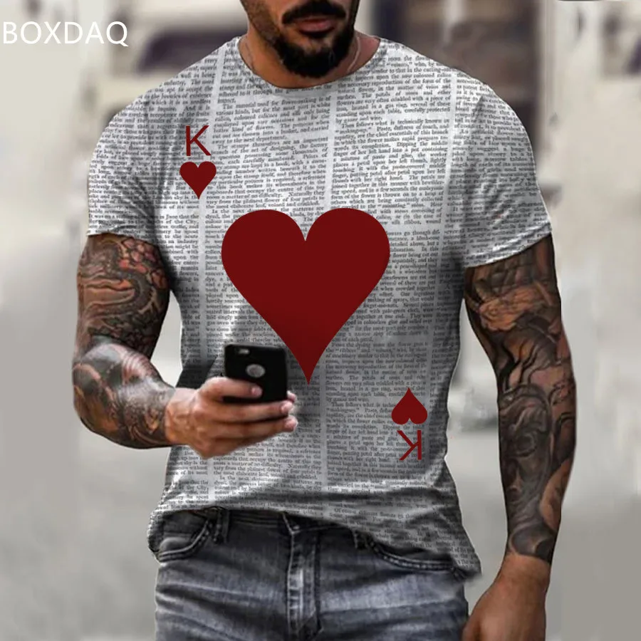 

Fashion Cool Men Tshirt Casual Harajuku Red Heart Poker 3D Print Men's T Shirt Big Size 6XL Man Tee Summer New Oversized T-shirt