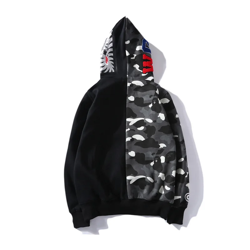 Hoodies Fall Winter Bape Shark Men Casual Patchwork Luminous Coat Harajuku Sweatshirts Clothing Jacket With Zipper |