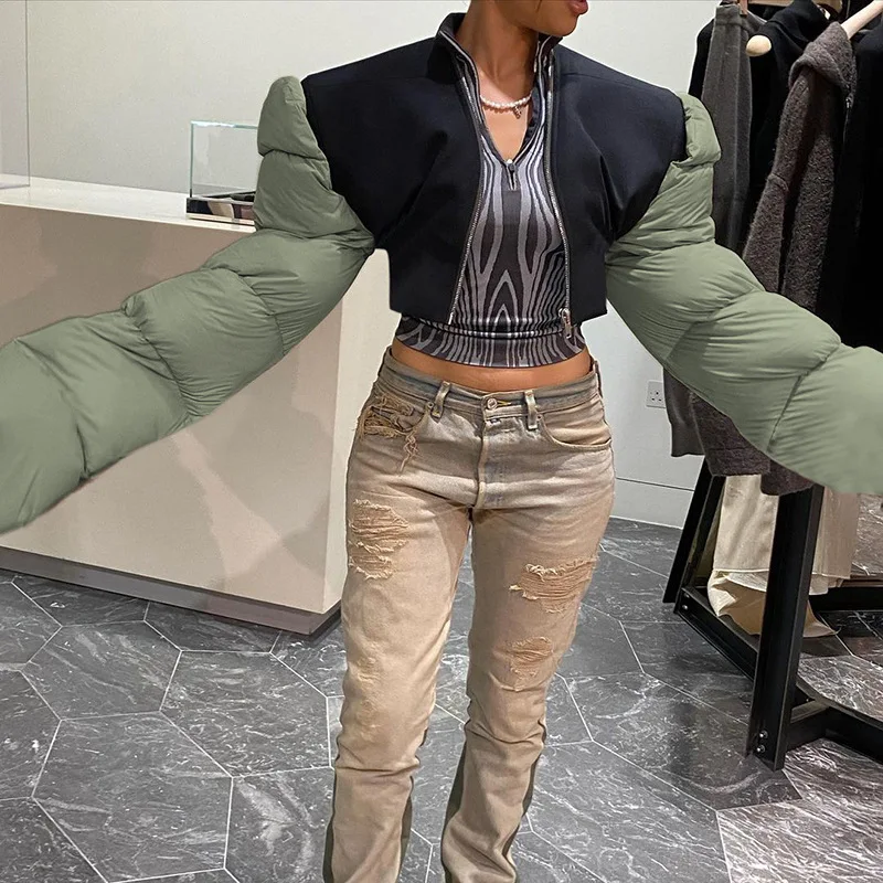 2022 women's winter new down jacket slim fit warm stitching jacket jacket