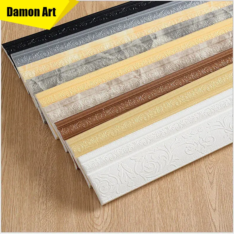 

3D Foam Wall Edge Strip Stickers Self-Adhesive Waterproof Baseboard Corner Waist Line Sticker Wallpaper Border Home Decorations